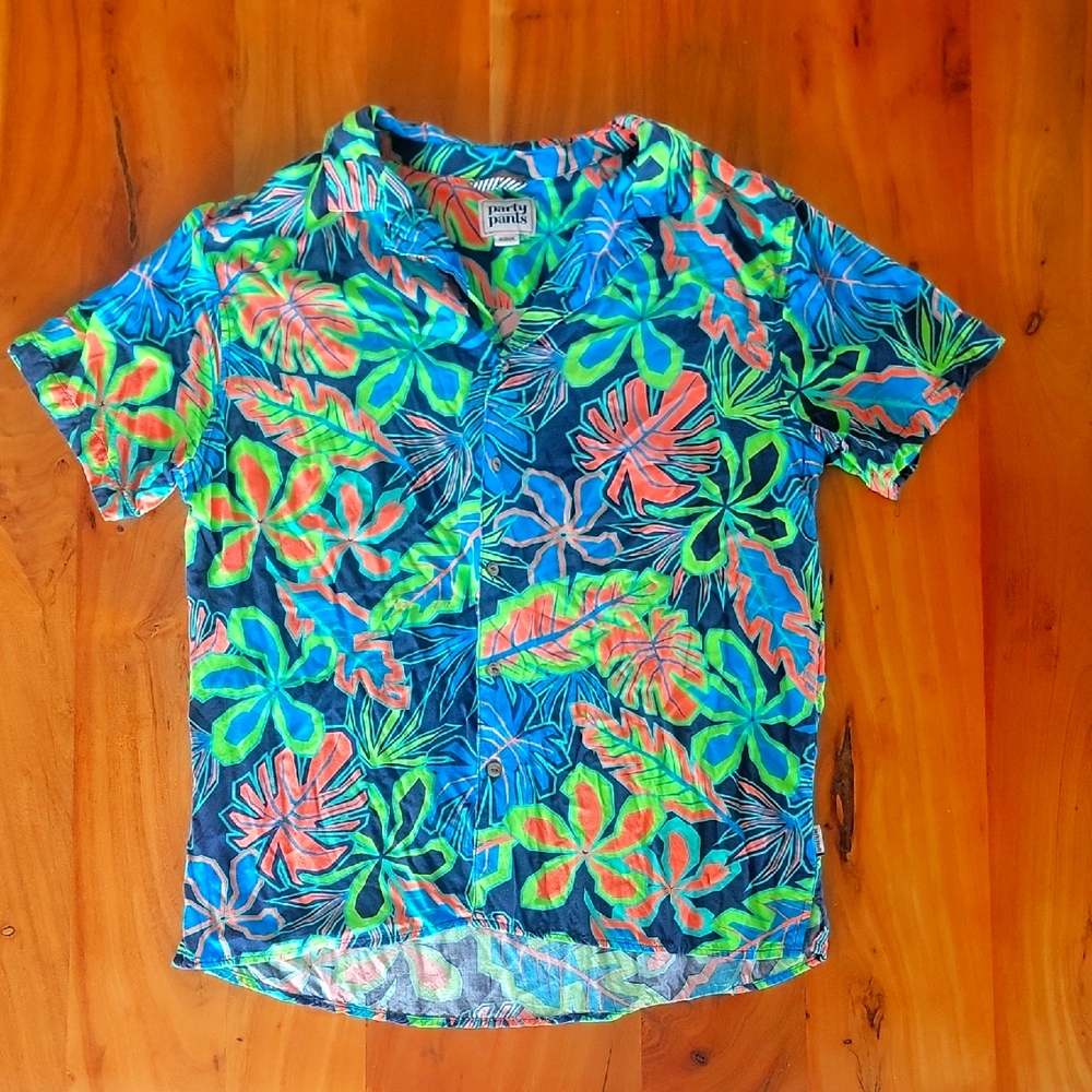 Men's Tropical Party Button Down Shirt